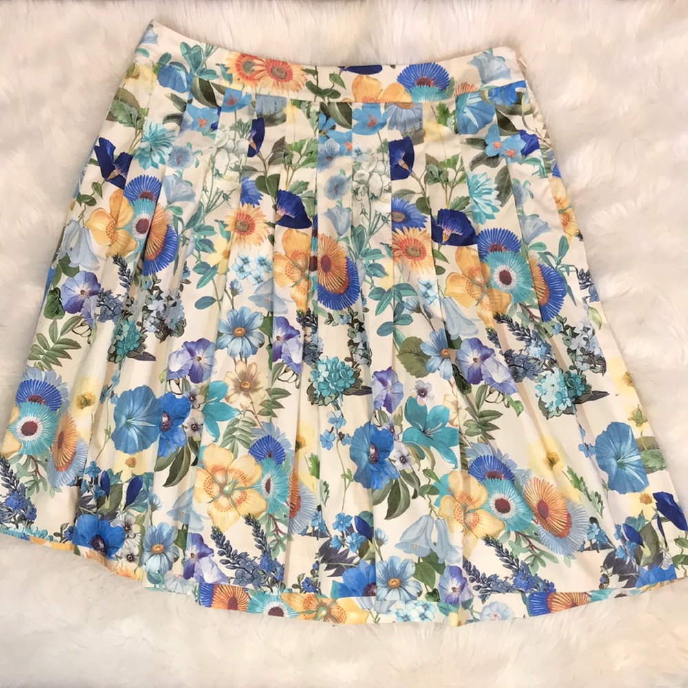 Talbots floral pleated midi skirt